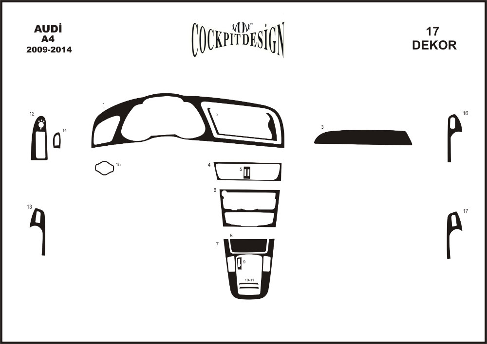 Audi A4 2009 Konsol-Maun Kaplama 17 Parça