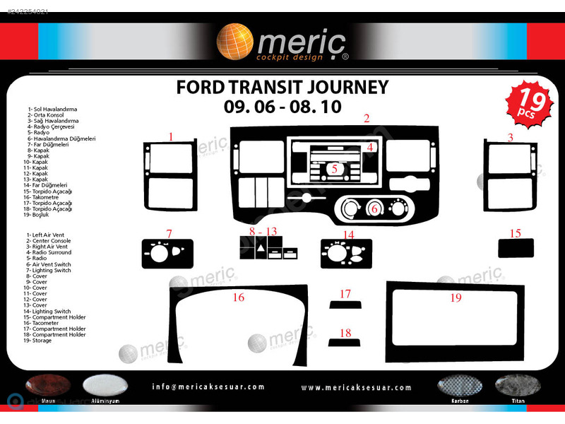 Ford Transit Journey Piano Black Coated 2006-2010 19 Pieces FREE SHIPPING