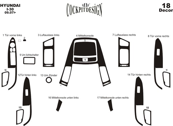 Hyundai i30 Alüminyum Kaplama 2008 18 Parça 