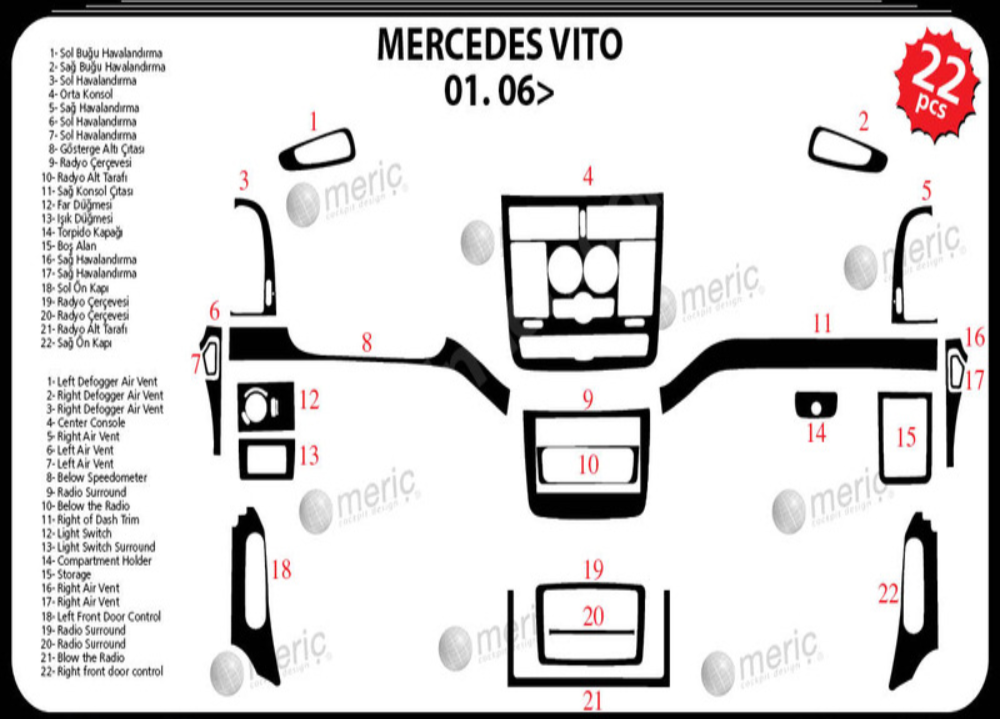 Mercedes Vito Alüminyum Kaplama 2004-2006 22 Parça 