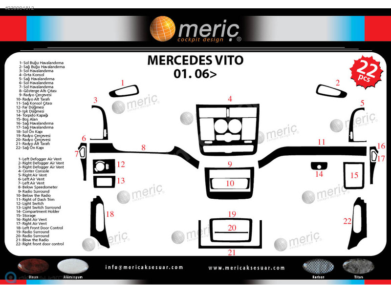 Mercedes Vito Piano Black Coating 2006 22 Pieces