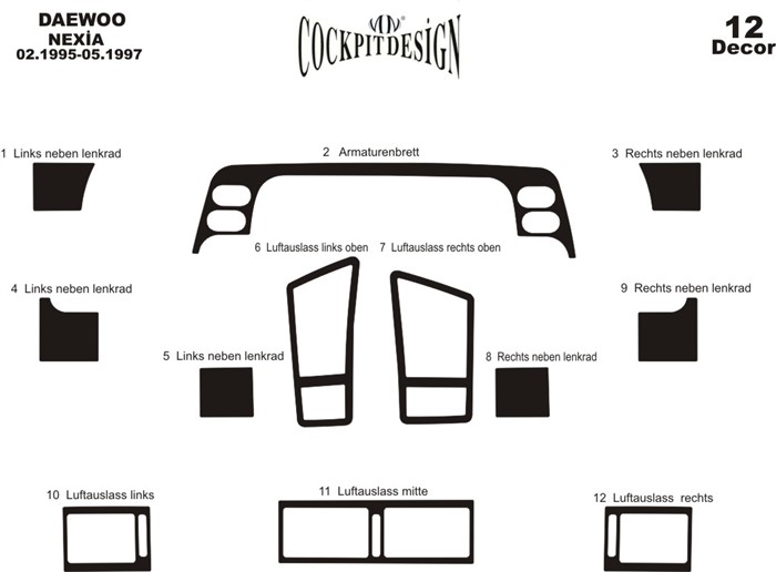 Daewoo Matiz Console-Mahogany Veneer 2005 13 Pieces