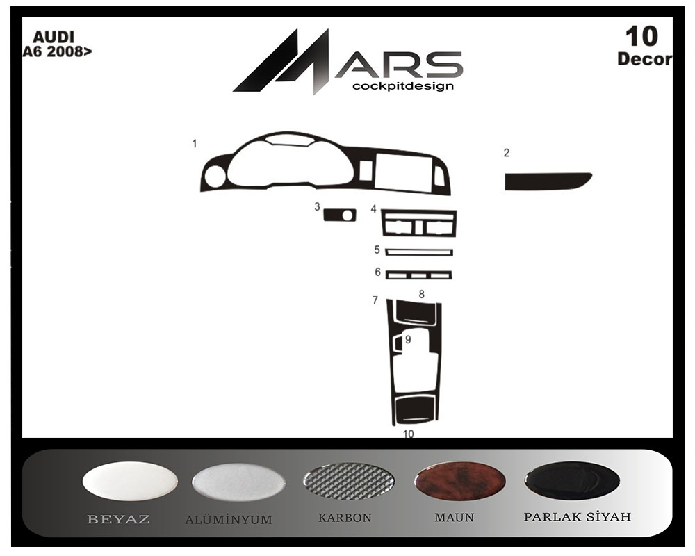 Audi A6 2008 Konsol-Maun Kaplama 10 Parça