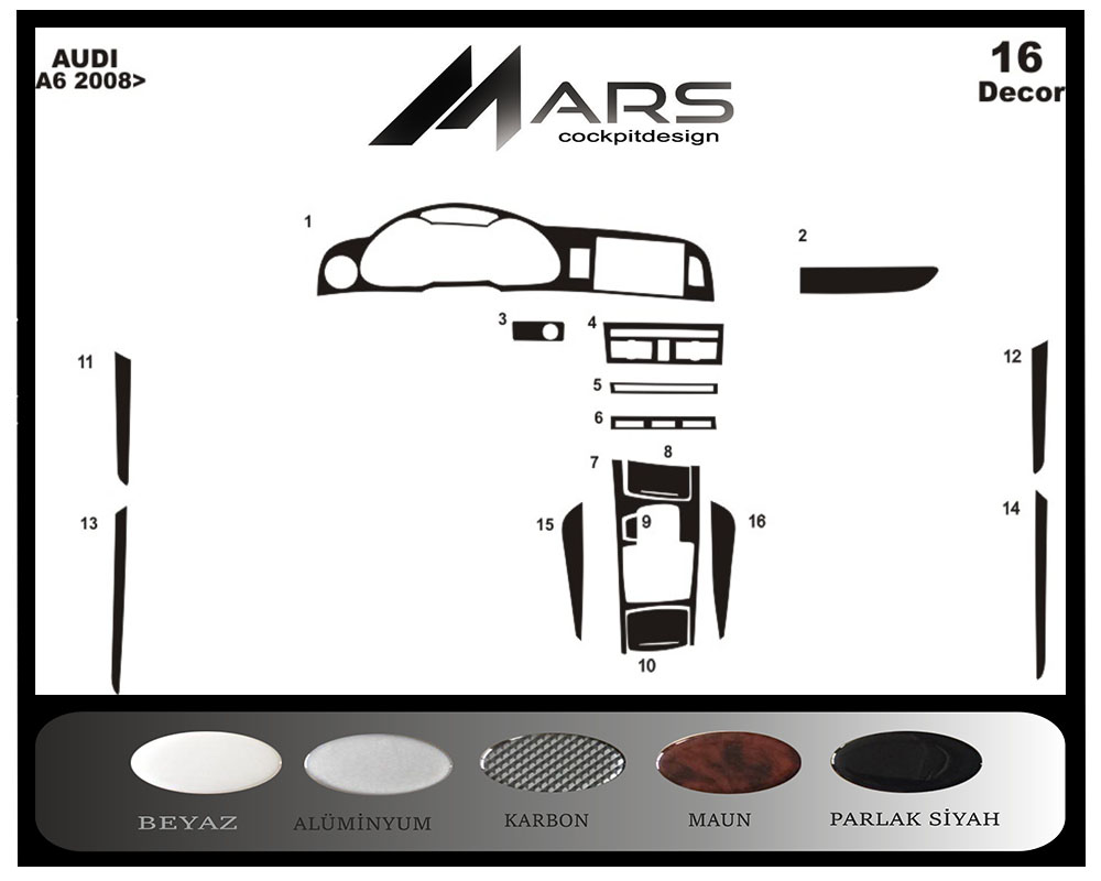 Audi A6 2008 Konsol-Maun Kaplama 16 Parça