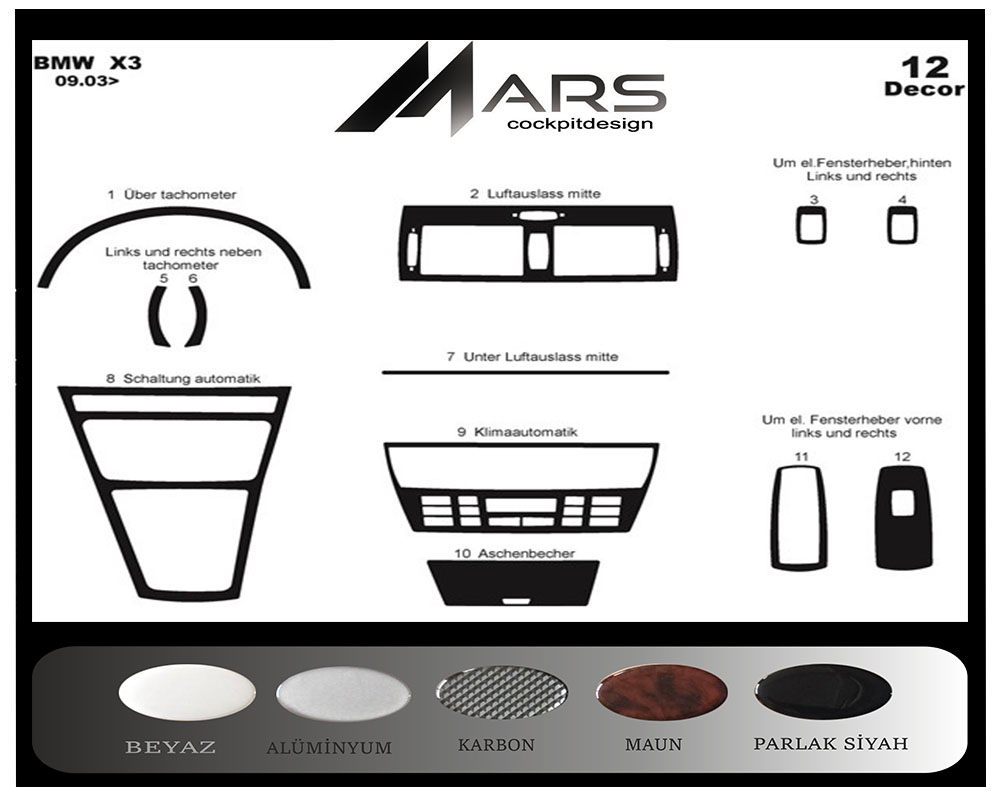Bmw X3 Konsol-Konsol-Maun Kaplama 2003 12 Parça