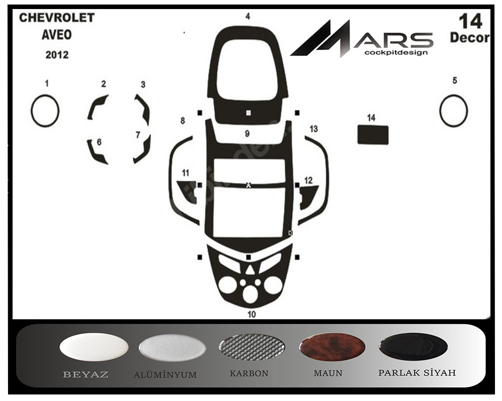 Chevrolet Aveo Alüminyum Kaplama 2012 14 Parça