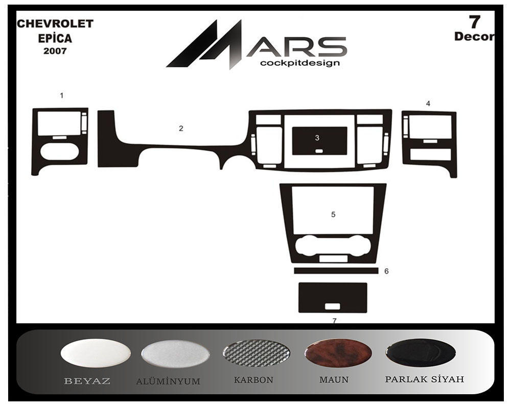 Chevrolet Epica Console-Mahogany Veneer 2007 7 Pieces