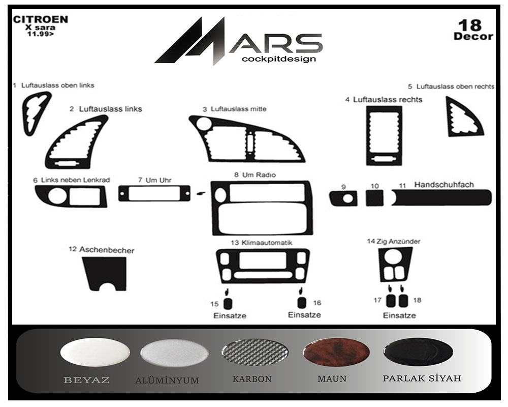 Citroen Xsara 2 Konsol-Maun Kaplama 1999 18 Parça
