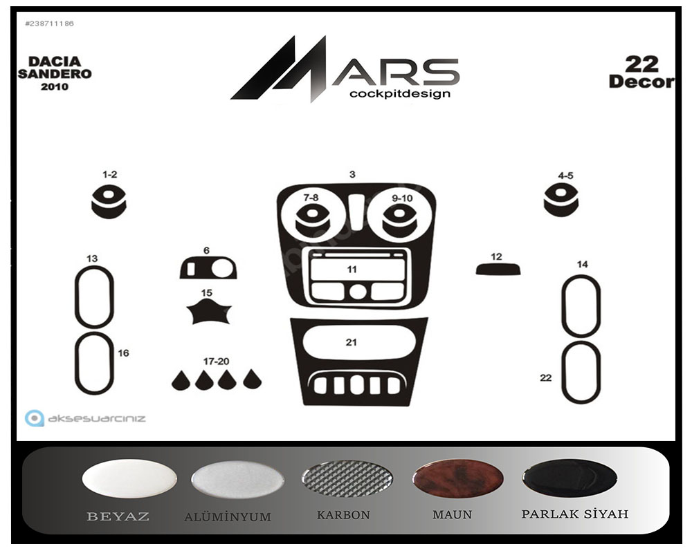 Dacia Sandero Konsol-Maun Kaplama 2012 22 Parça