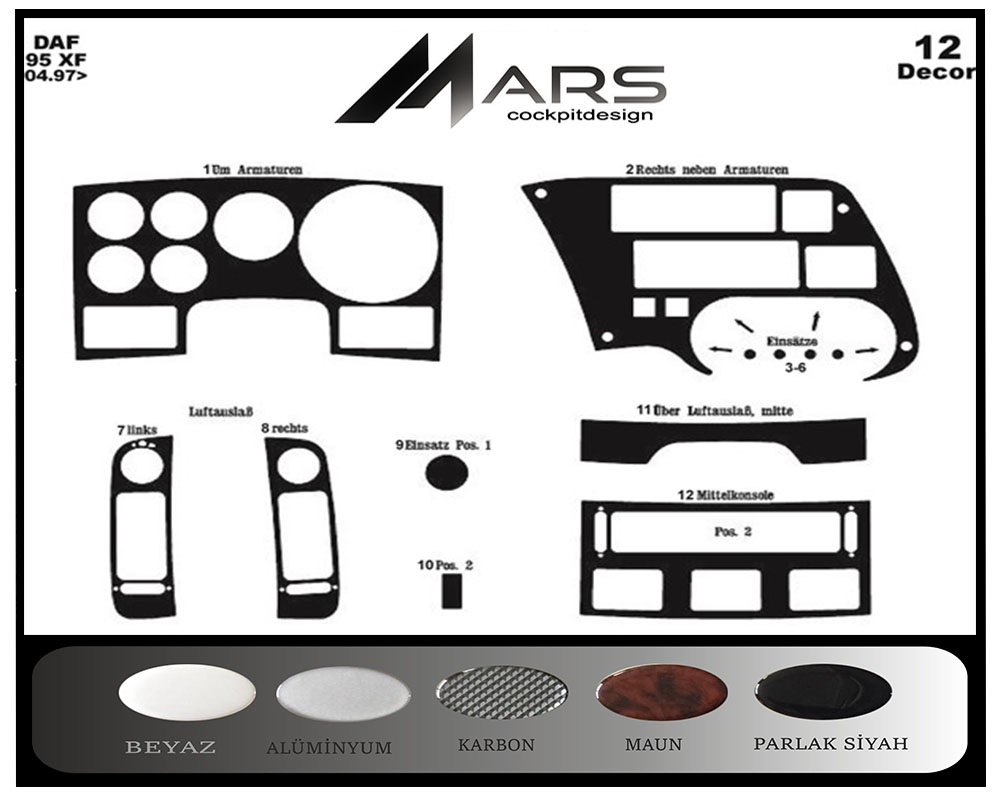 Daf 95 XF Konsol-Maun Kaplama 1997 12 Parça