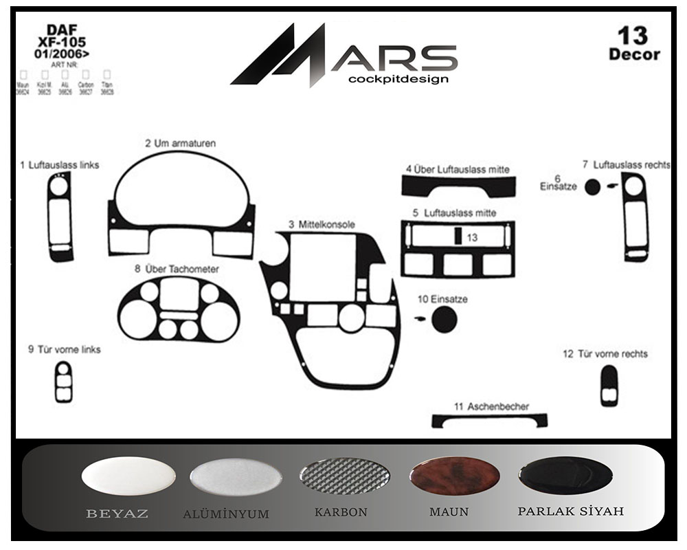 Daf XF 105 Konsol-Maun Kaplama 2006 13 Parça