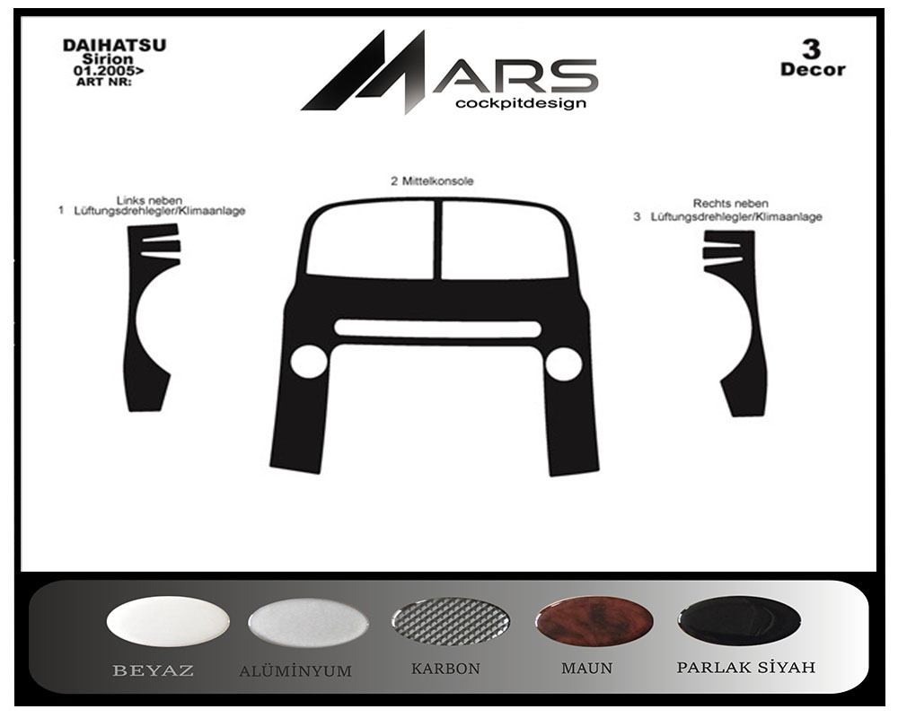 Daihatsu Sirion Console-Mahogany Veneer 2005 3 Pieces