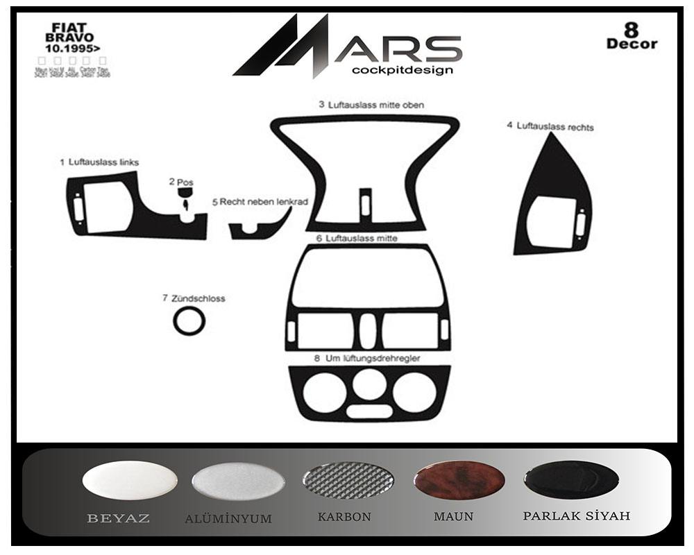 Fiat Brava Marea Pianoblack Kaplama 1995 8 Parça
