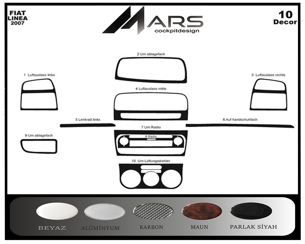 Fiat Linea Alüminyum Kaplama 2007 10 Parça ÜCRETSİZ KARGO