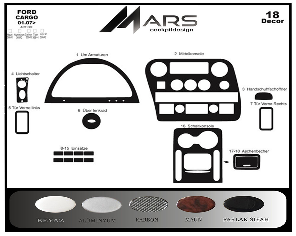 Ford Cargo 1838T Konsol-Maun Kaplama 2007-2012 18 Parça
