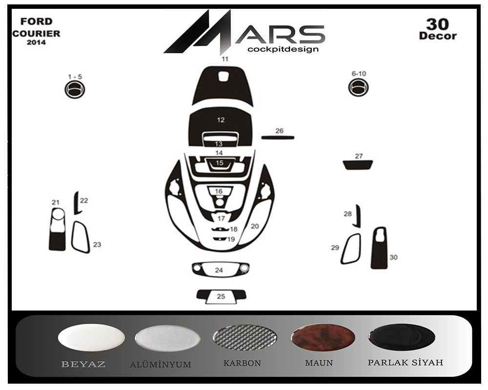 Ford Courier Konsol-Maun Kaplama 2014 30 Parça