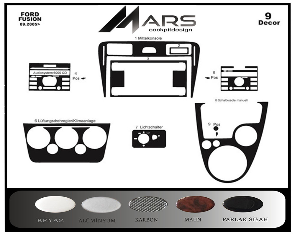 Ford Fusion Alüminyum Kaplama 2005-2010 9 Parça