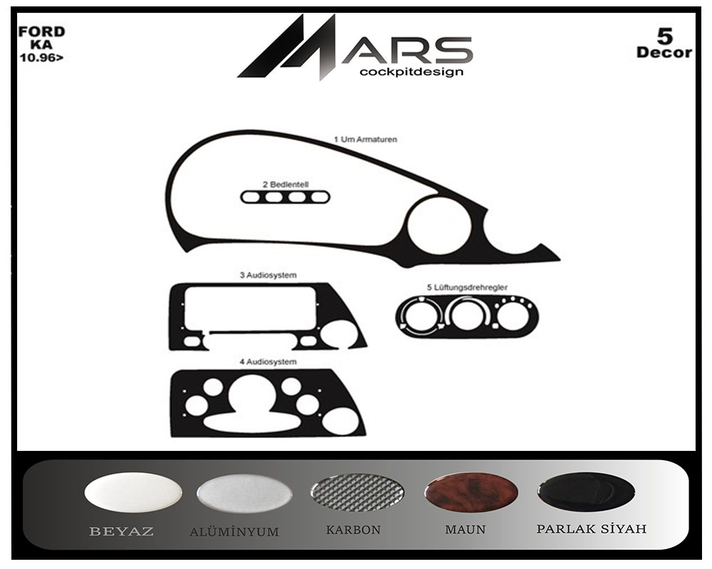 Ford Ka Konsol-Maun Kaplama 1996-2002 5 Parça