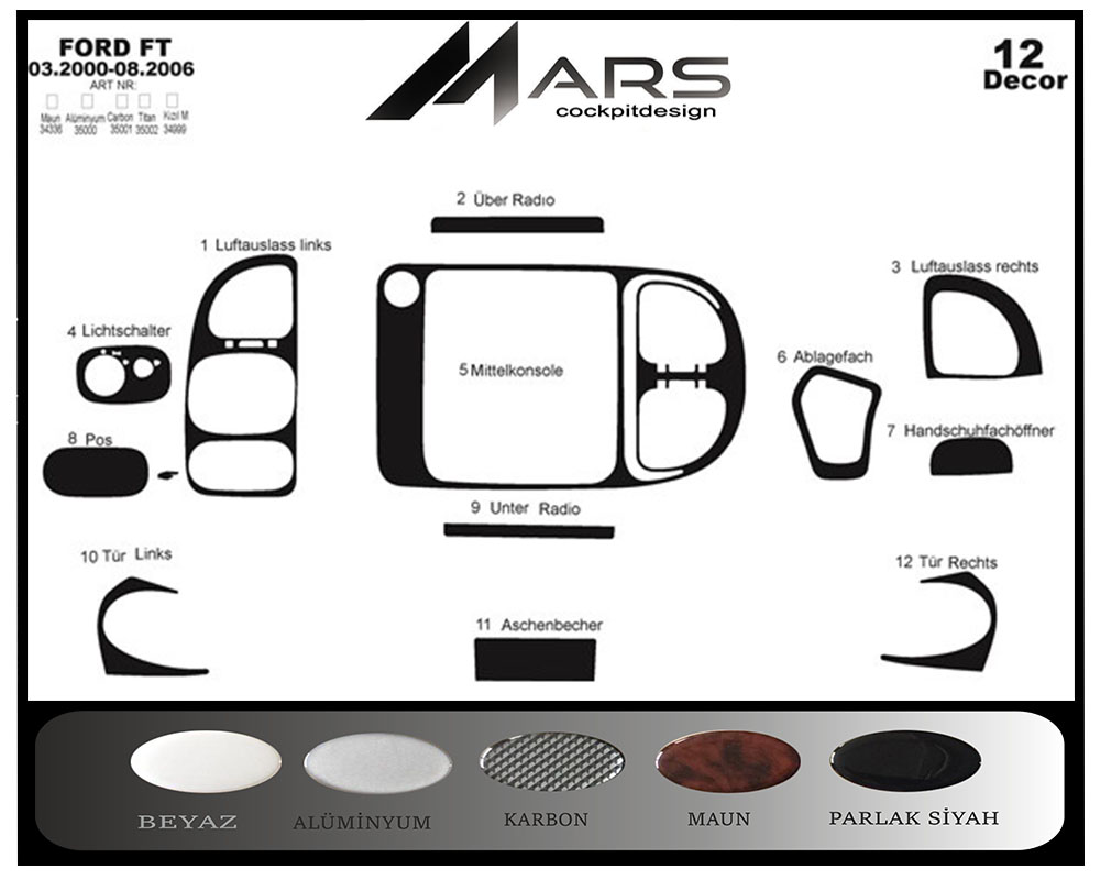 Ford Transit Aluminum Coating 2000-2006 12 Pieces