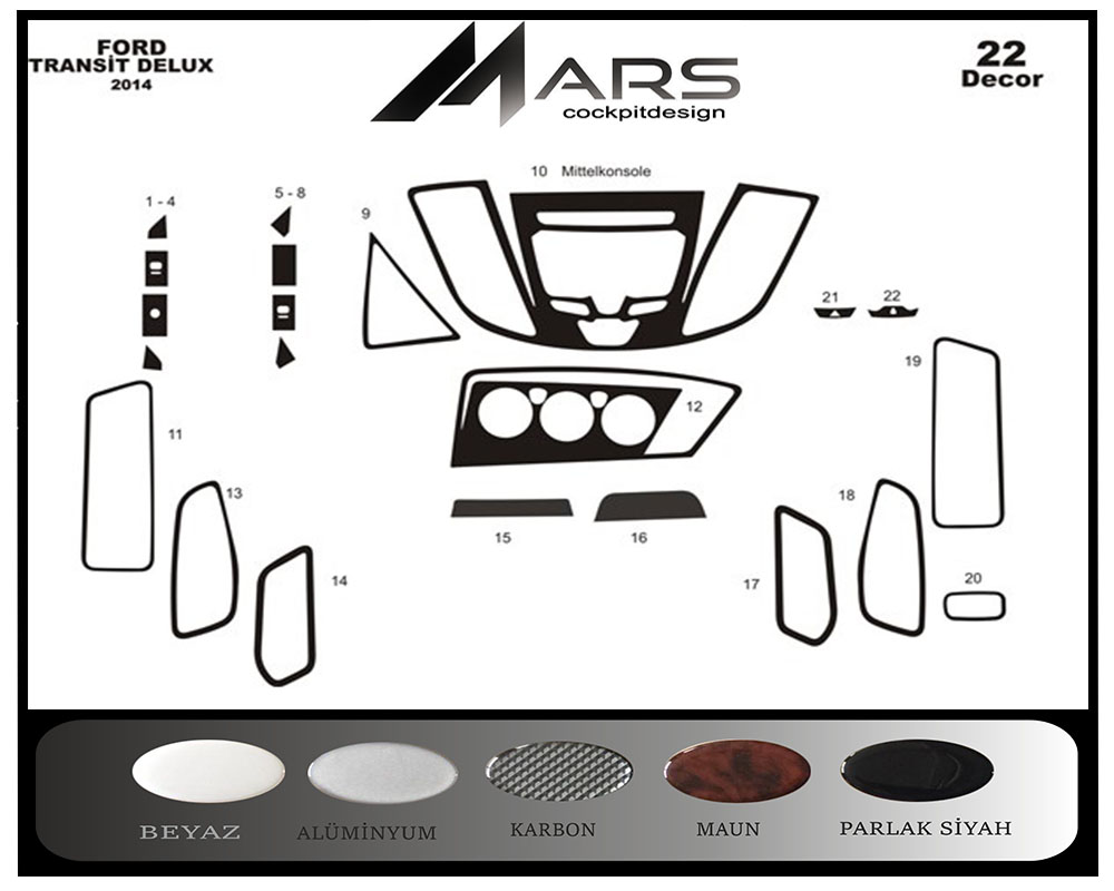 Ford Transit Delux Konsol-Maun Kaplama 2014 20 Parça