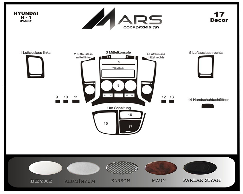 Hyundai H1 Konsol-Maun Kaplama 2008 17 Parça