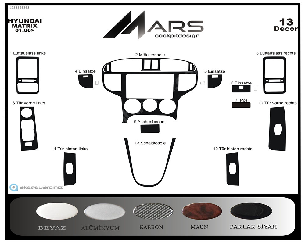 Hyundai Matrix Konsol-Maun Kaplama 2006 13 Parça