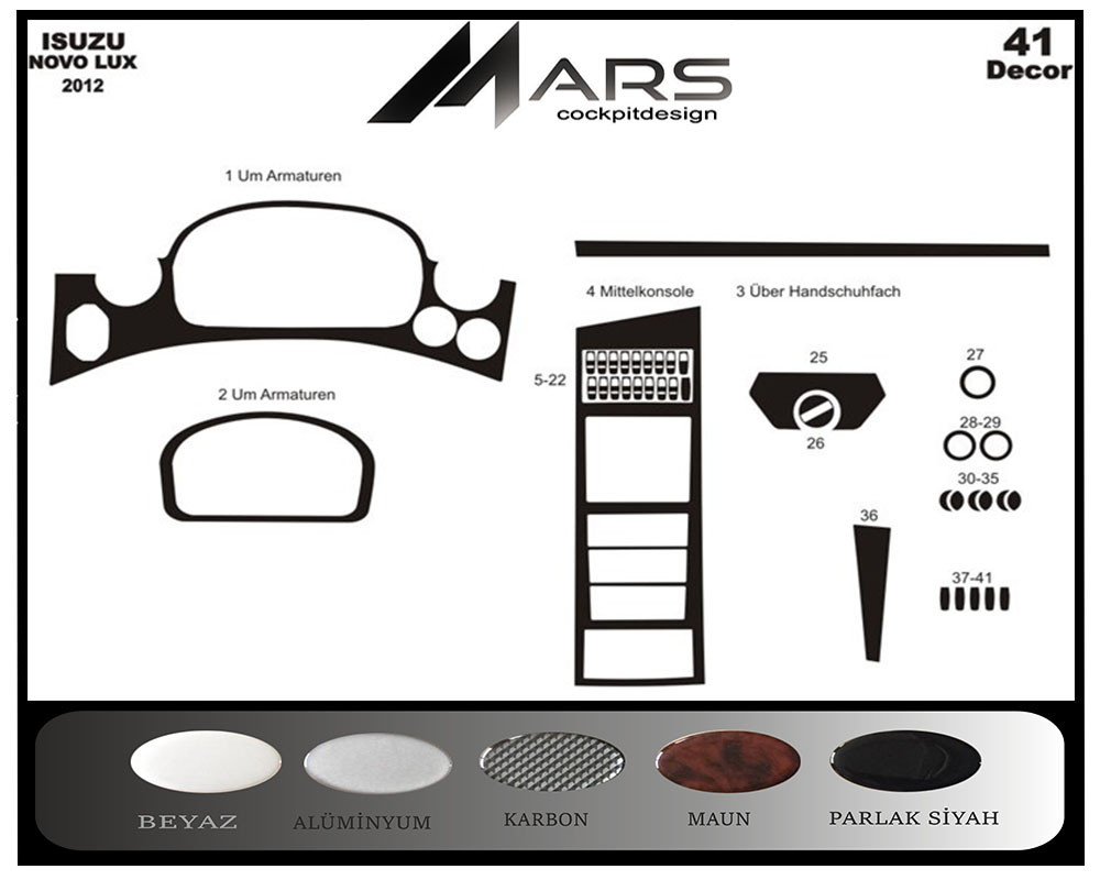 Isuzu Novo Lüx Konsol-Maun Kaplama 2012 41 Parça