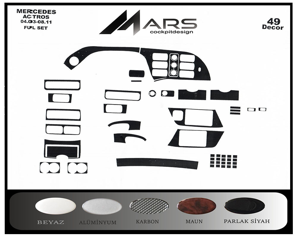 Mercedes Actros Console-Mahogany Veneer 2003-2011 49 Pieces