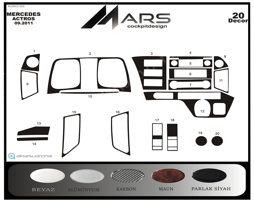 Mercedes Actros Console-Mahogany Veneer 2011 20 Pieces