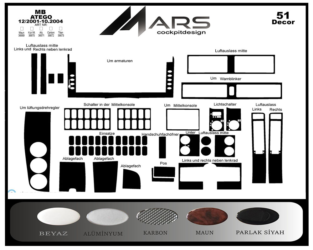 Mercedes Atego Axor Konsol-Maun Kaplama 2001-2004 51 Parça