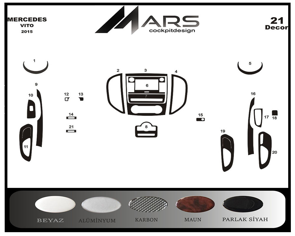 Mercedes Vito Console-Mahogany Veneer 2015 21 Pieces 