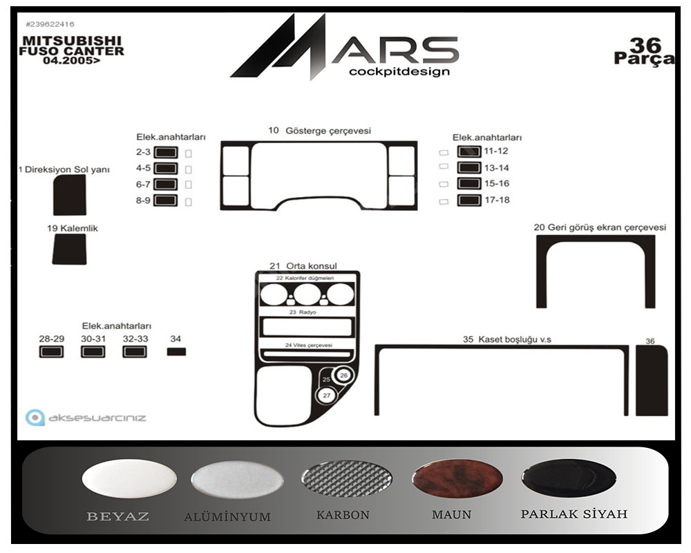 Mitsubishi Fuso Center Konsol-Maun Kaplama 2005 36 Parça