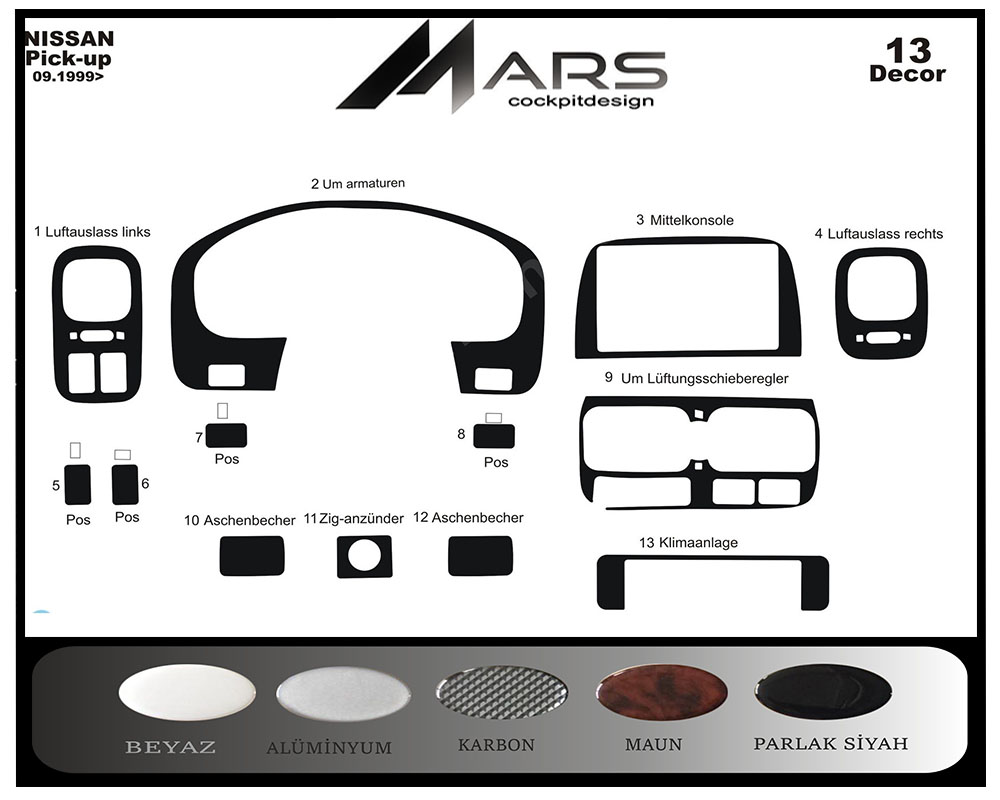 Nissan Picku ParçaSkystar Konsol-Maun Kaplama 1999-2006 13 Parça