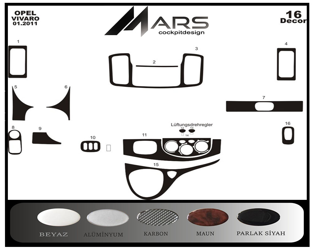 Opel Vivaro - Traffic Konsol-Maun Kaplama 2011 16 Parça