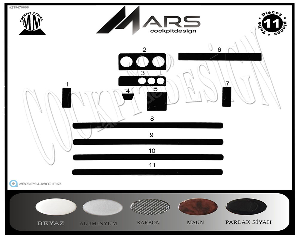 Peugeot 205 Konsol-Maun Kaplama 1990-1995 11 Parça