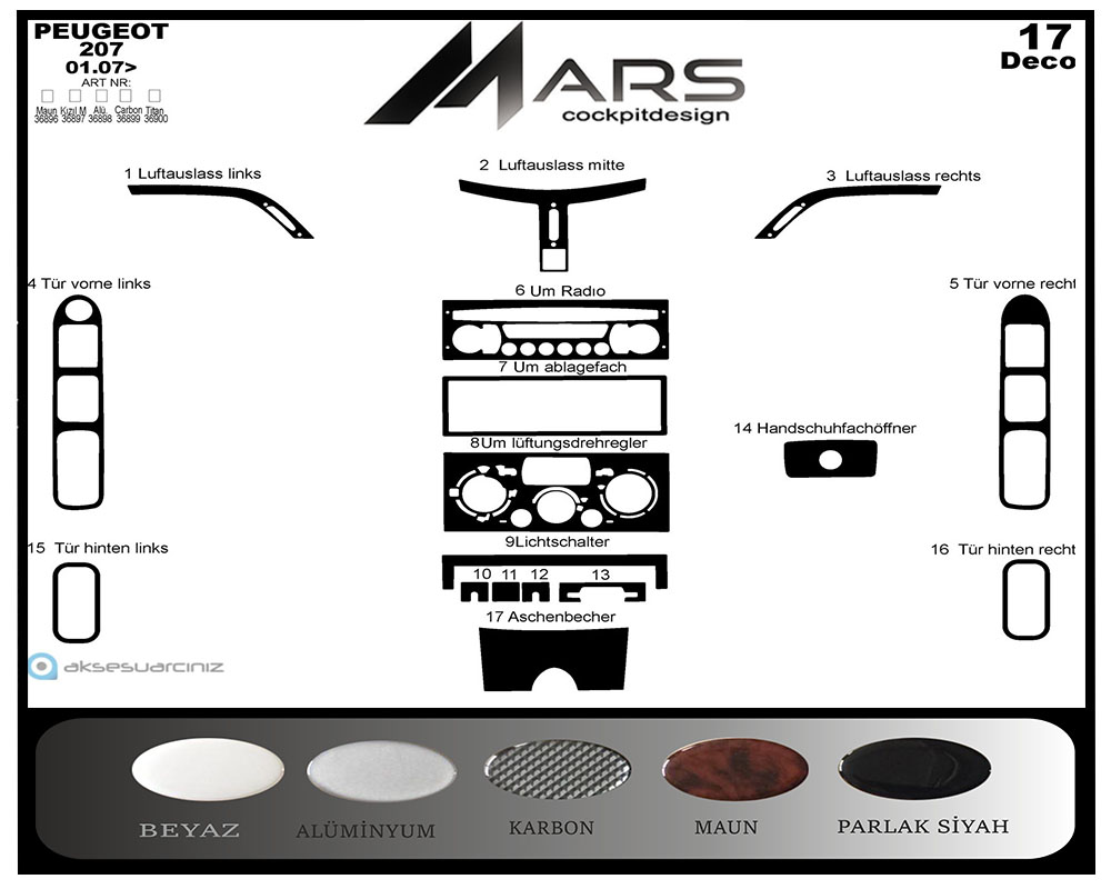Peugeot 207 Konsol-Maun Kaplama 2007 17 Parça