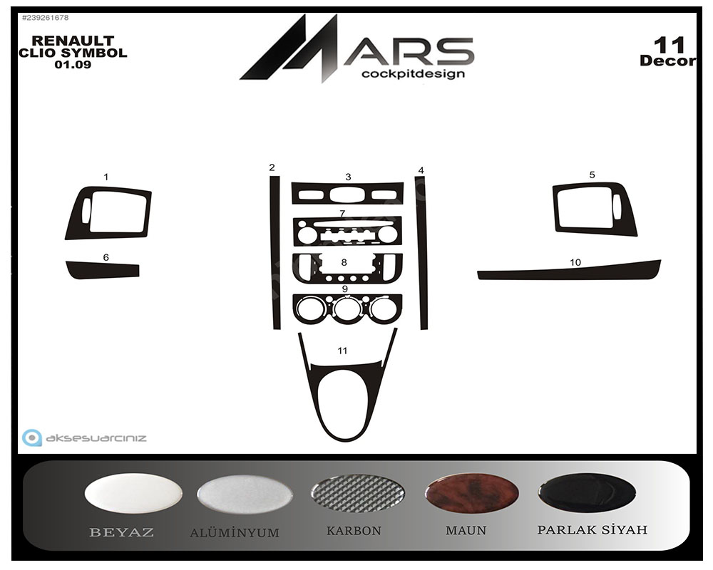 Renault Clio Symbol Alüminyum Kaplama 2009-2011 11 Parça