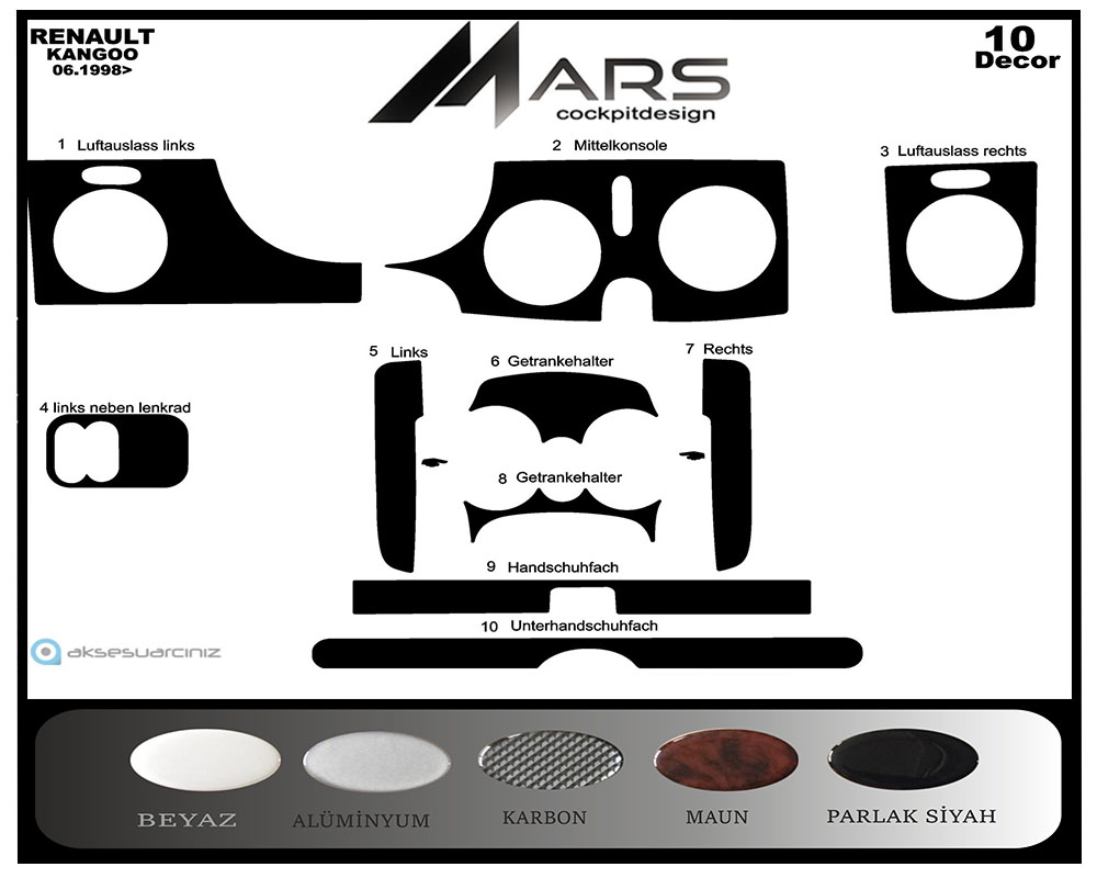 Renault Kangoo Kubicstar Alüminyum Kaplama 1998-2008 10 Parça