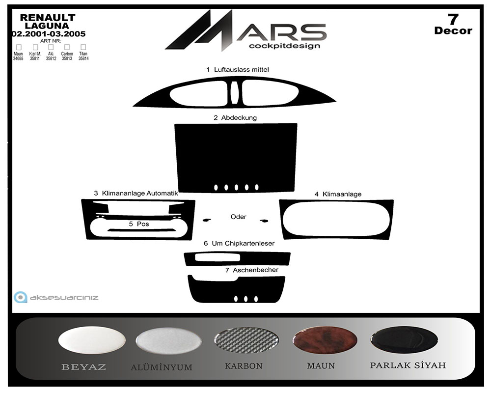 Renault Laguna Konsol-Maun Kaplama 2001-2005 7 Parça