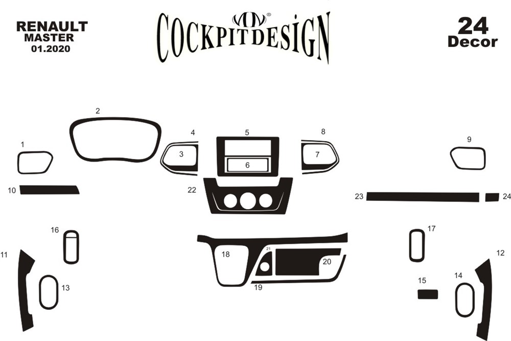 Renault Master Konsol-Maun Kaplama 2020 24 Parça