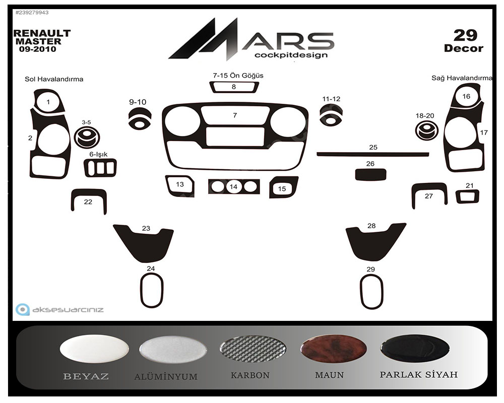 Renault Master Movano interstar Konsol-Maun Kaplama 2010 29 Parça 