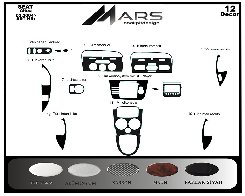 Seat Altea - Toledo Konsol-Maun Kaplama 2004 12 Parça