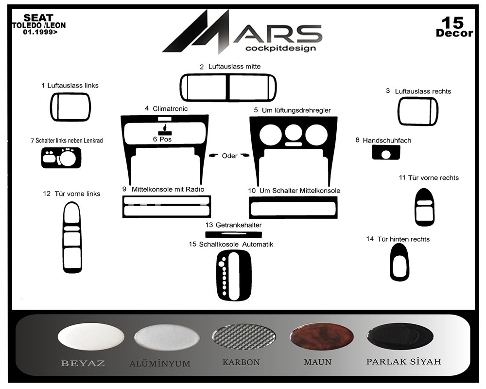 Seat Toledo - Leon  Konsol-Maun Kaplama 1999 - 2002 Arası
