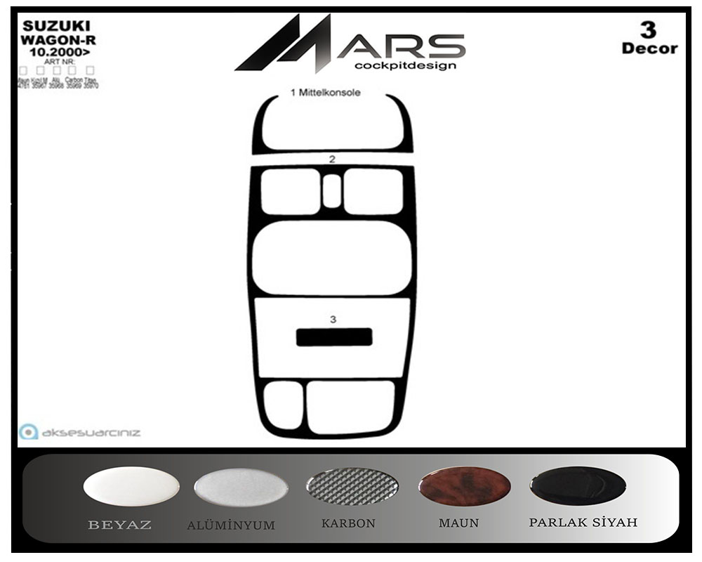 Suzuki Wagon R Konsol-Maun Kaplama 2000-2002 3 Parça