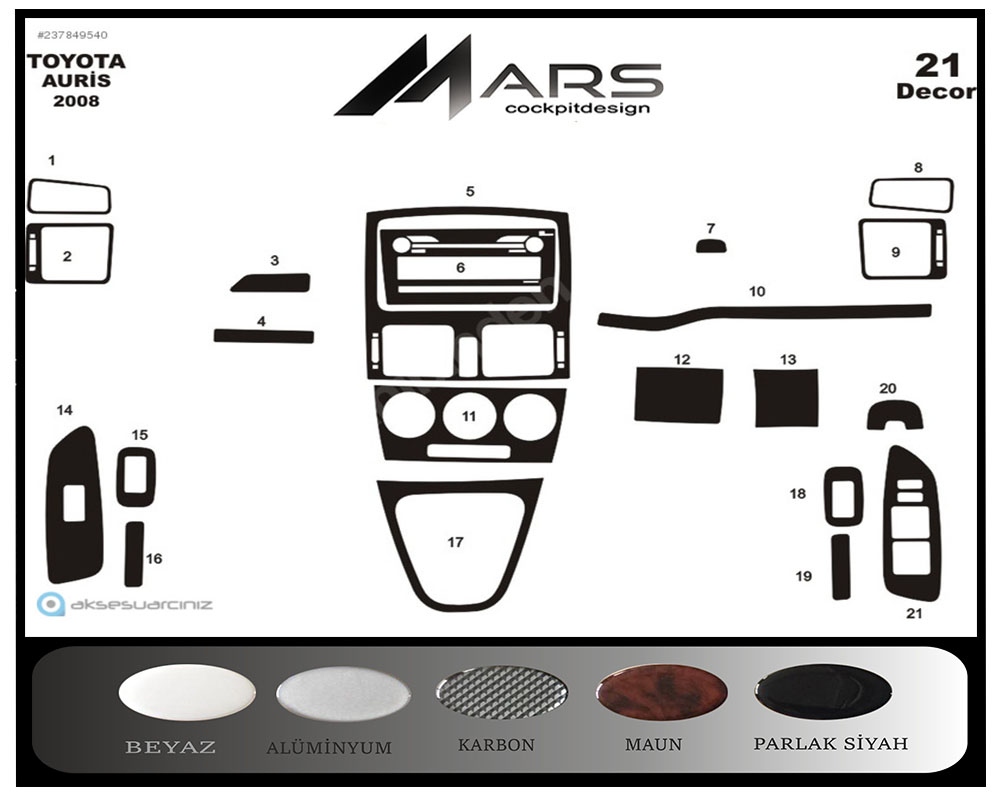 Toyota Auris Konsol-Maun Kaplama 2008 21 Parça