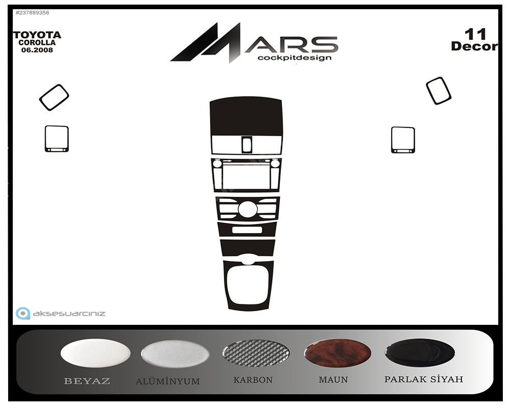 Toyota Corolla Piano Black Kaplama 2007-2011 11 Parça