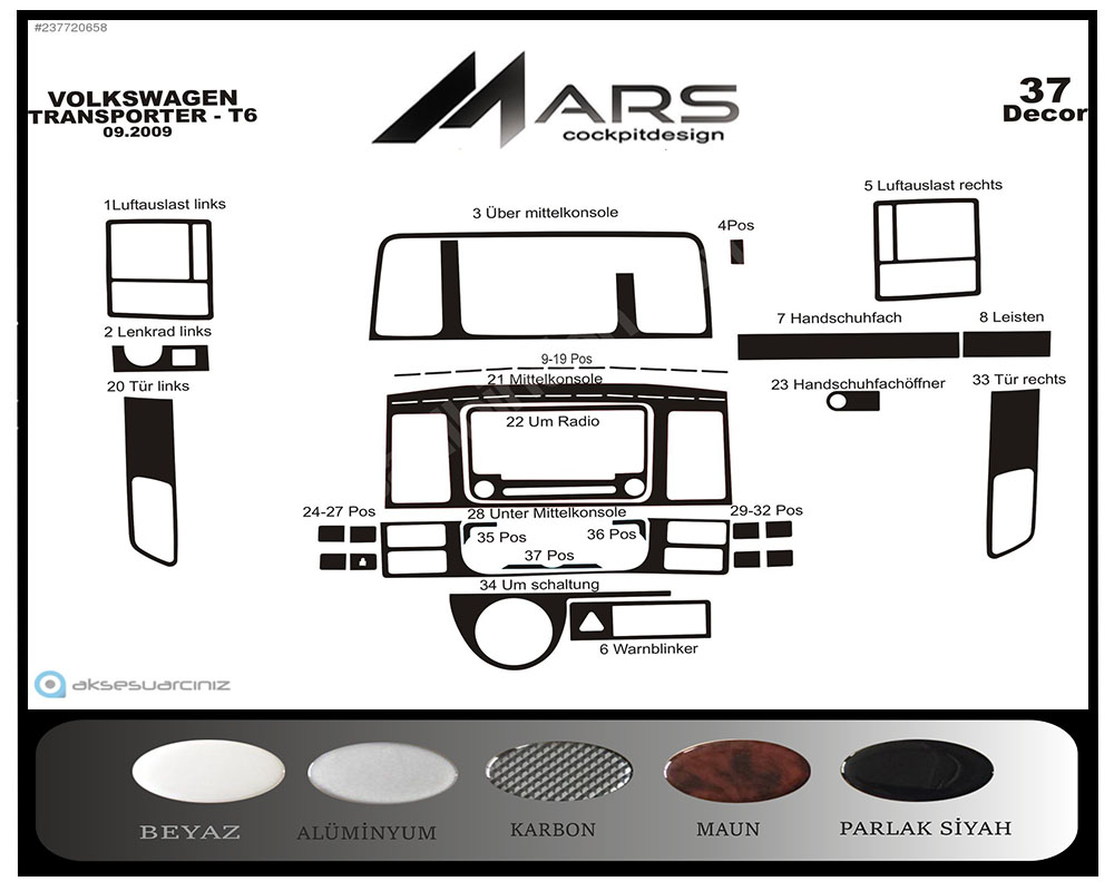 Volkswagen Transporter T6 Carbon Coated 2010 37 Pieces