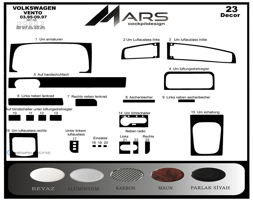 Volkswagen Vento Konsol-Maun Kaplama 1995-1997 23 Parça